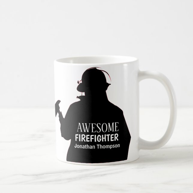 Caneca De Café Silhouette Personated Firefighter Coffee Mug (Direita)