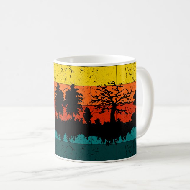 Caneca De Café Silhouette Sunset - Paisagem natural da floresta s (Frente Esquerda)