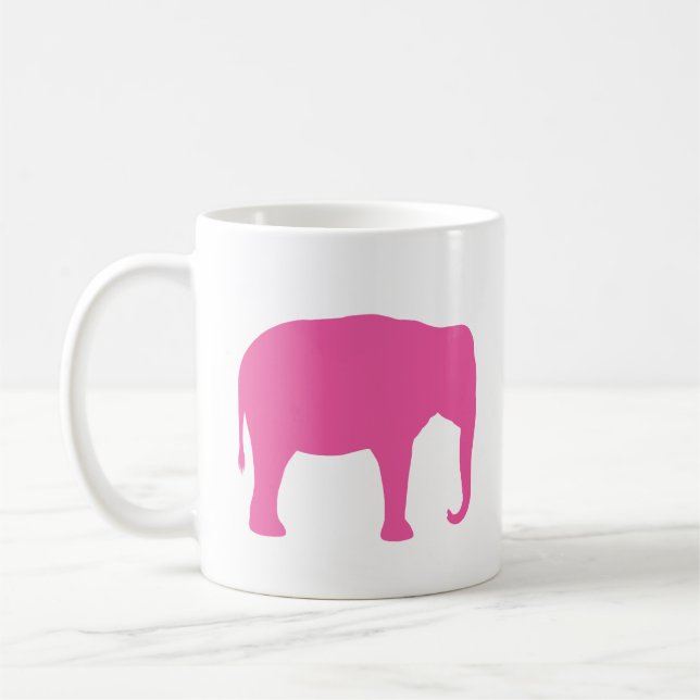 Caneca De Café Silhouettes de Elefante Rosa (Esquerda)