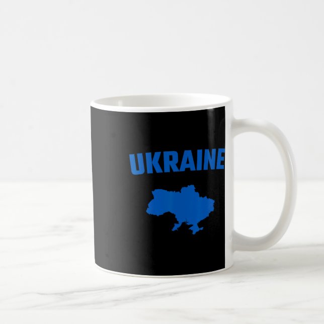 Caneca De Café Silhueta Azul Isolada De Um Mapa Da Ucrânia  (Direita)