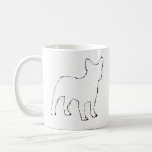 Caneca De Café Silhueta Branca de Bulldog Francês
