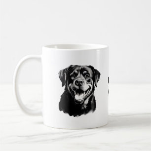 Caneca De Café Silhueta branca e preto rottweiler