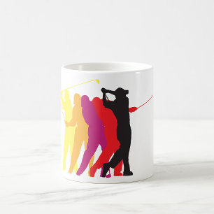 Caneca De Café Silhueta Colorida do Swing de Golfe Contorno do Go