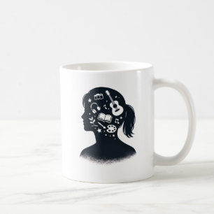 Caneca De Café Silhueta da Mente Criativa Arte Personalizada
