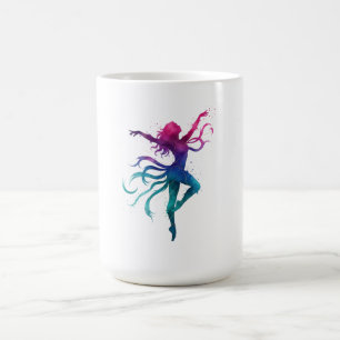 Caneca De Café Silhueta dançante colorida - Vibrante Aquarela E