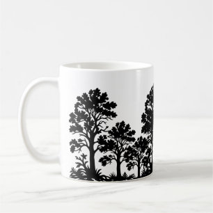 Caneca de Café Silhueta de Árvores Pretas