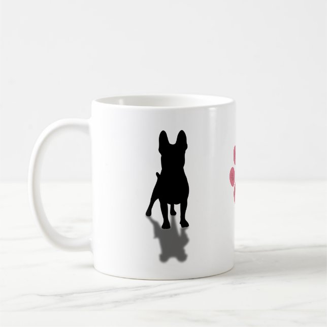 Caneca De Café Silhueta de Bulldog Francês com Pata Personalizada (Esquerda)