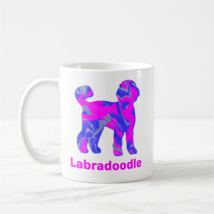 Caneca De Café Silhueta de cachorro Labradoodle Rosa Quente Louco