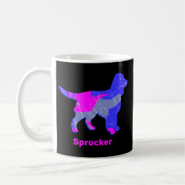 Caneca De Café Silhueta de Cachorro Sprocker Spaniel Rosa Quente 