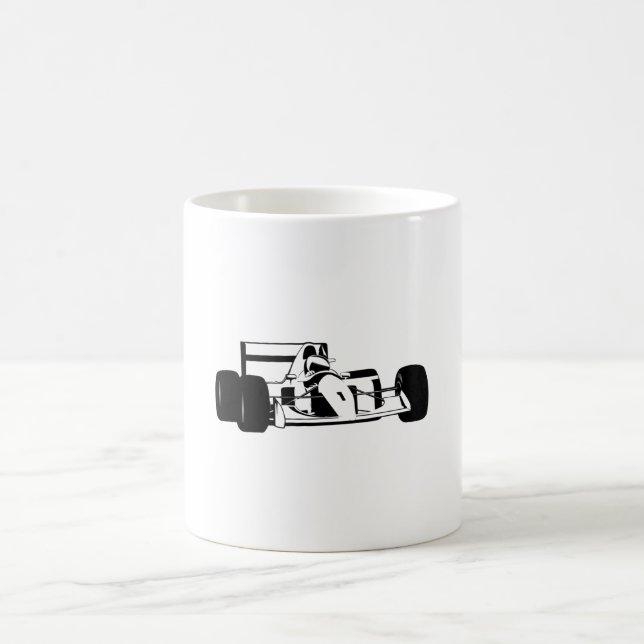 Caneca De Café Silhueta de carro de corrida preto e branco (Centro)