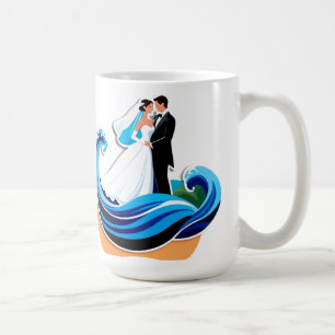 Caneca De Café Silhueta de Casal de Noivos de Mãos Dadas