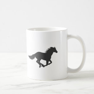 Caneca De Café Silhueta de cavalo preto correndo