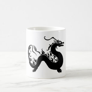 Caneca De Café Silhueta de Dragão Asiático