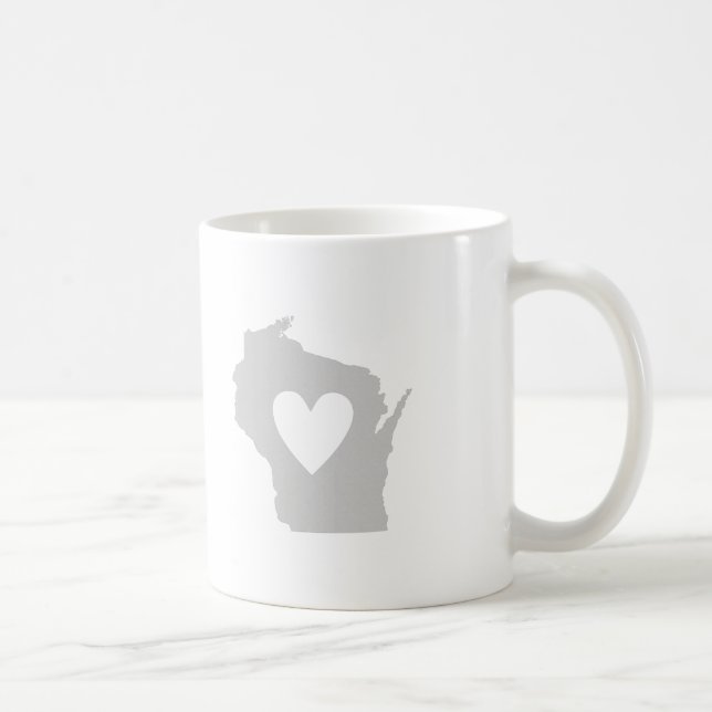 Caneca De Café Silhueta de estado do Heart Wisconsin (Direita)