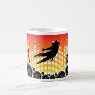 Caneca De Café Silhueta de Festa de Dança Urbana com Alto-falante