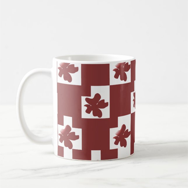 Caneca De Café Silhueta de flores em padrão. (Esquerda)