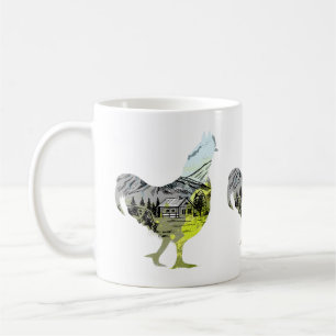 Caneca De Café silhueta de frango com Dentro de Design de Fazenda