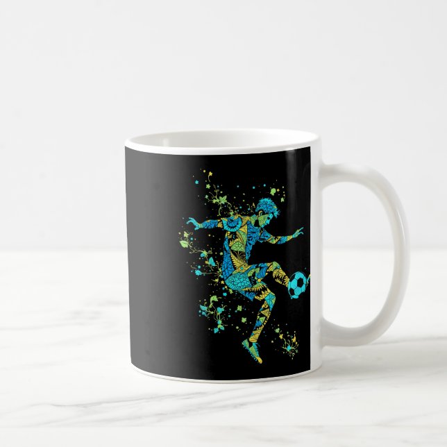 Caneca De Café Silhueta de Futebol Dinâmico _3 (Direita)