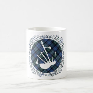 Caneca De Café Silhueta de Gaita de Foles em Tartan