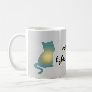 Caneca De Café Silhueta de Gato Cardíaco com Canuta Brilhante