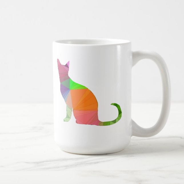 Caneca De Café Silhueta de Gato Low Poly (Direita)