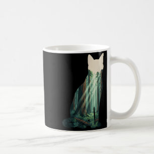 Caneca De Café Silhueta de Gato na Floresta Paisagem da Natureza