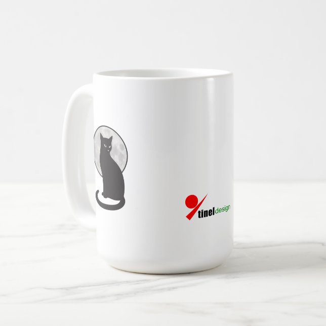 Caneca de Café Silhueta de Gato Preto & Lua - Míst (Frente Esquerda)