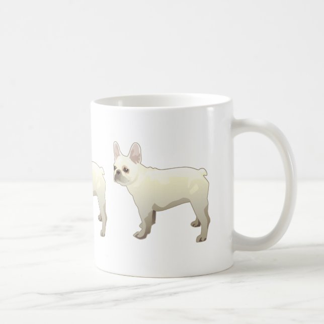 Caneca De Café Silhueta de Ilustração de Cachorro Francês (Direita)
