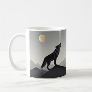 Caneca De Café Silhueta de lobo-espada minimalista uivando