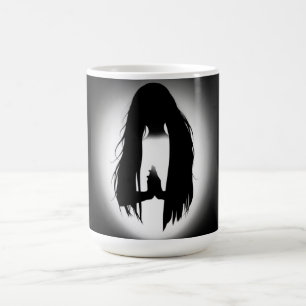 Caneca De Café Silhueta de Mulher Orando – Design Fé & Graça