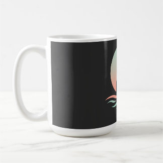 Caneca De Café Silhueta de Mulher Serena em Ondas Pastel