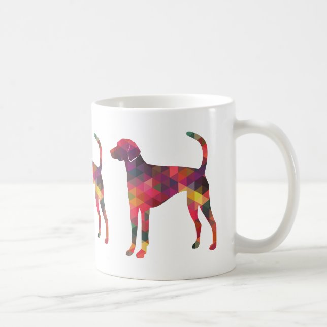 Caneca De Café Silhueta de padrão americano Foxhound Geo - Multi (Direita)