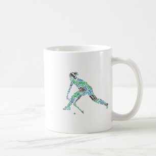 Caneca De Café Silhueta de palavra de jogador de hóquei no campo