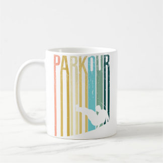 Caneca De Café Silhueta de Parkour Estilo Vintage Desgastado