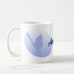 Caneca De Café Silhueta de Pássaro Azul Claro Minimalista