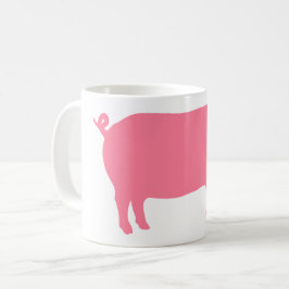 Caneca De Café Silhueta de porco rosa | Fazenda Divertida