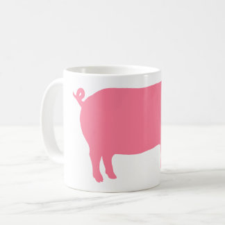 Caneca De Café Silhueta de porco rosa | Fazenda Divertida