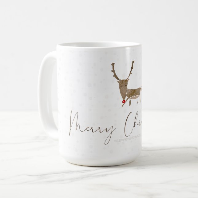 Caneca De Café Silhueta de rena em arte linear da SlipperyJoe min (Frente Esquerda)