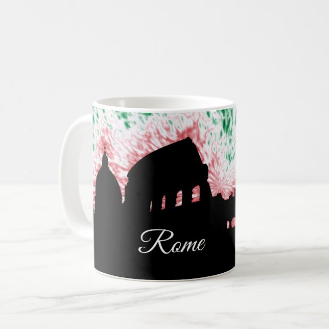 Caneca De Café Silhueta de Roma Italia (Frente Esquerda)