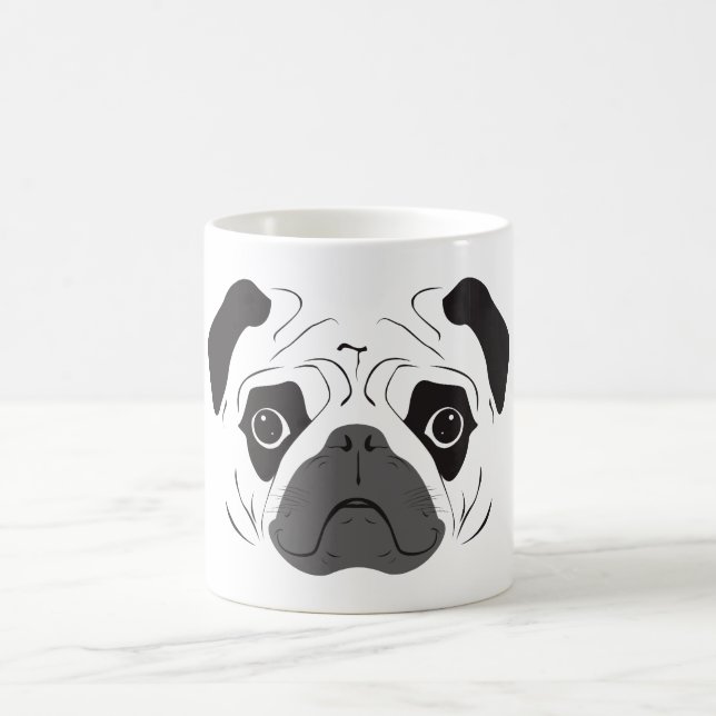 Caneca De Café Silhueta de rosto de Pug (Centro)