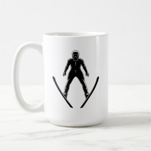 Caneca De Café Silhueta de Saltador de Esqui