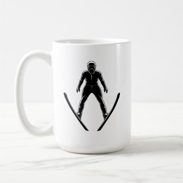 Caneca De Café Silhueta de Saltador de Esqui (Esquerda)