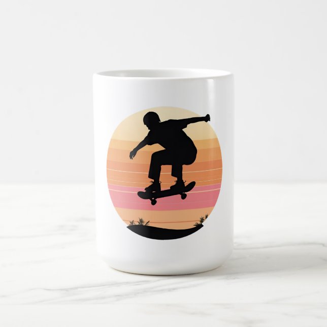 Caneca De Café Silhueta de skater sunset - Arte mínima de Skate (Centro)