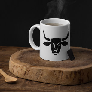 Caneca De Café Silhueta de Touro Preto Minimalista