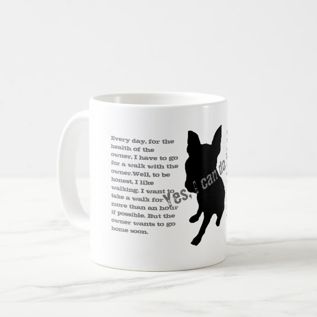 Caneca De Café silhueta de um cão sentado (Frente Esquerda)
