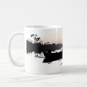 Caneca De Café Silhueta de um homem em uma canoa