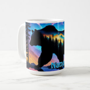 Caneca De Café Silhueta de um Urso Mostrando Paisagem Natural