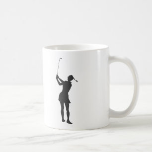 Caneca De Café Silhueta de uma mulher jogando golfe
