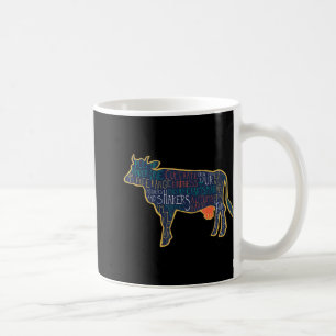 Caneca De Café Silhueta de Vaca Tygraphy Frases Novilha Diversão