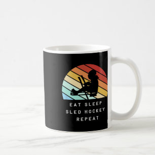 Caneca De Café Silhueta do jogador de hóquei de trenó retrô Comer